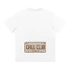 White t-shirt with 'Chill Club' design on a white background