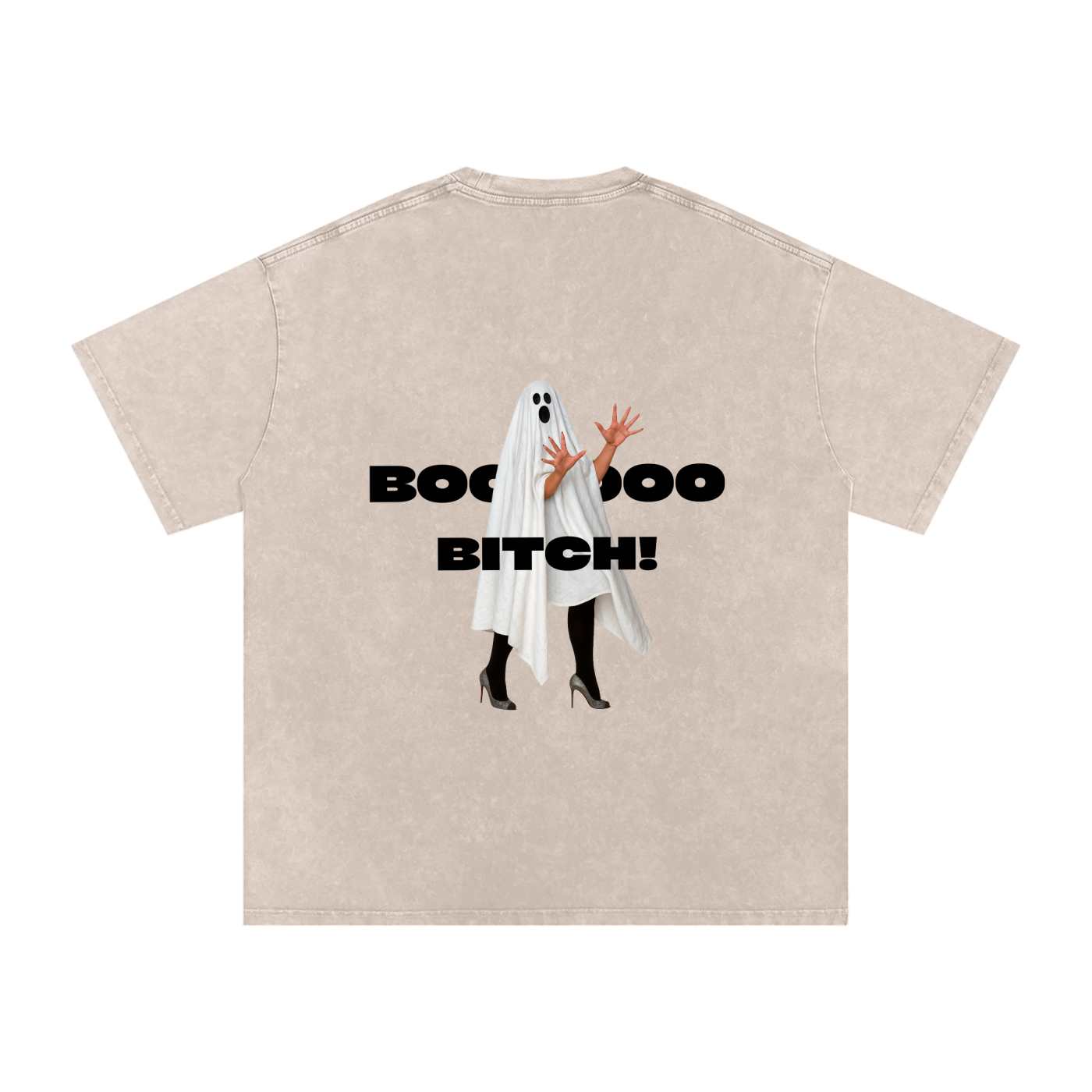 BOO BITCH Snow Washed Oversized Cotton T-Shirt