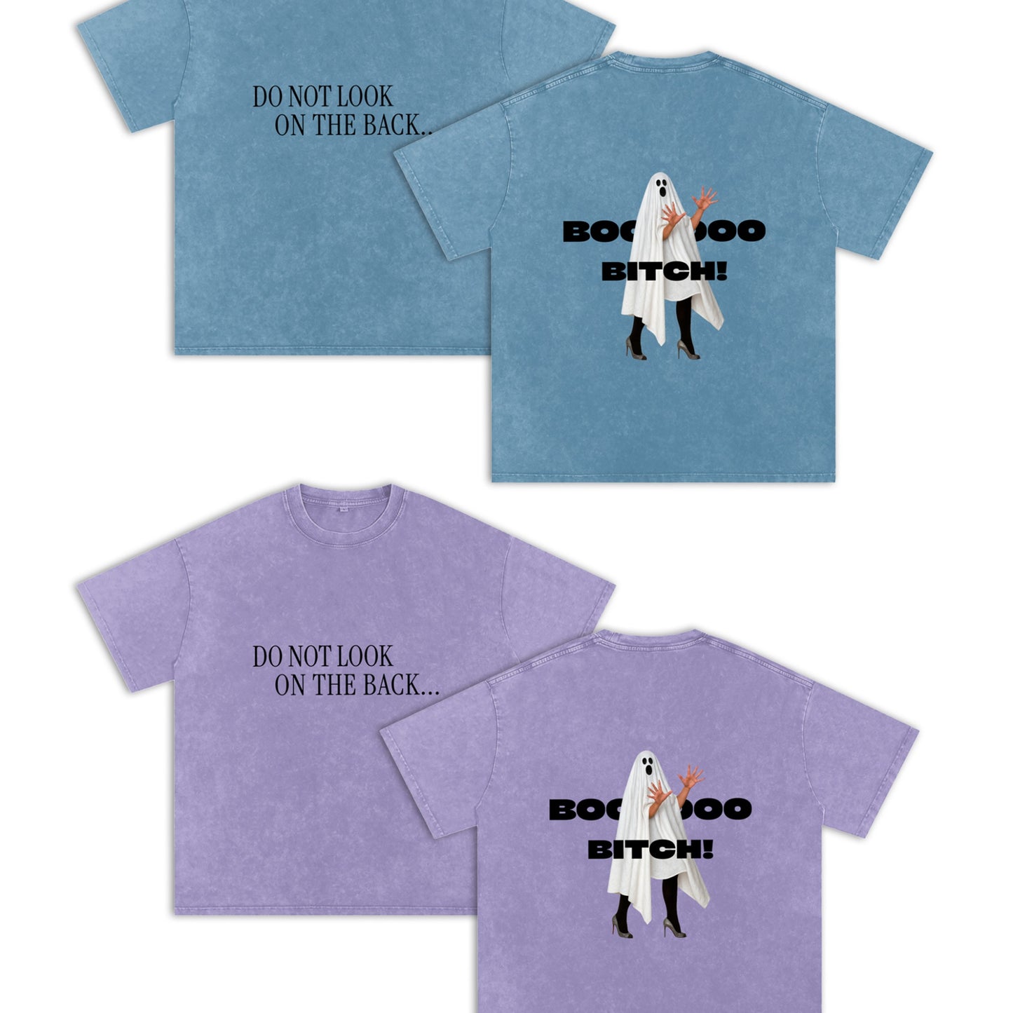 BOO BITCH Snow Washed Oversized Cotton T-Shirt