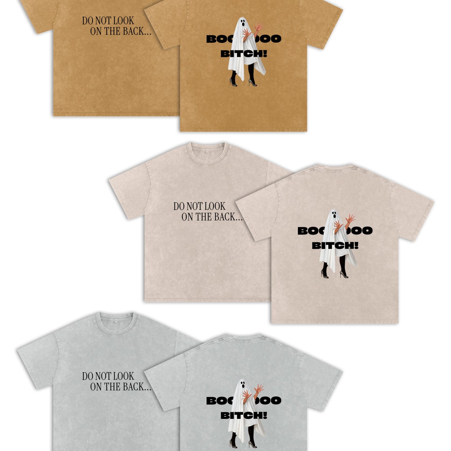 BOO BITCH Snow Washed Oversized Cotton T-Shirt