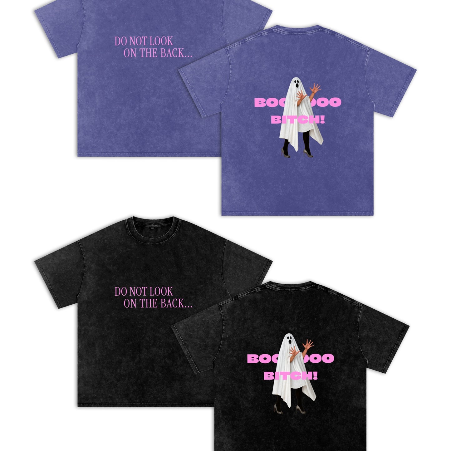 BOO BITCH Snow Washed Oversized Cotton T-Shirt