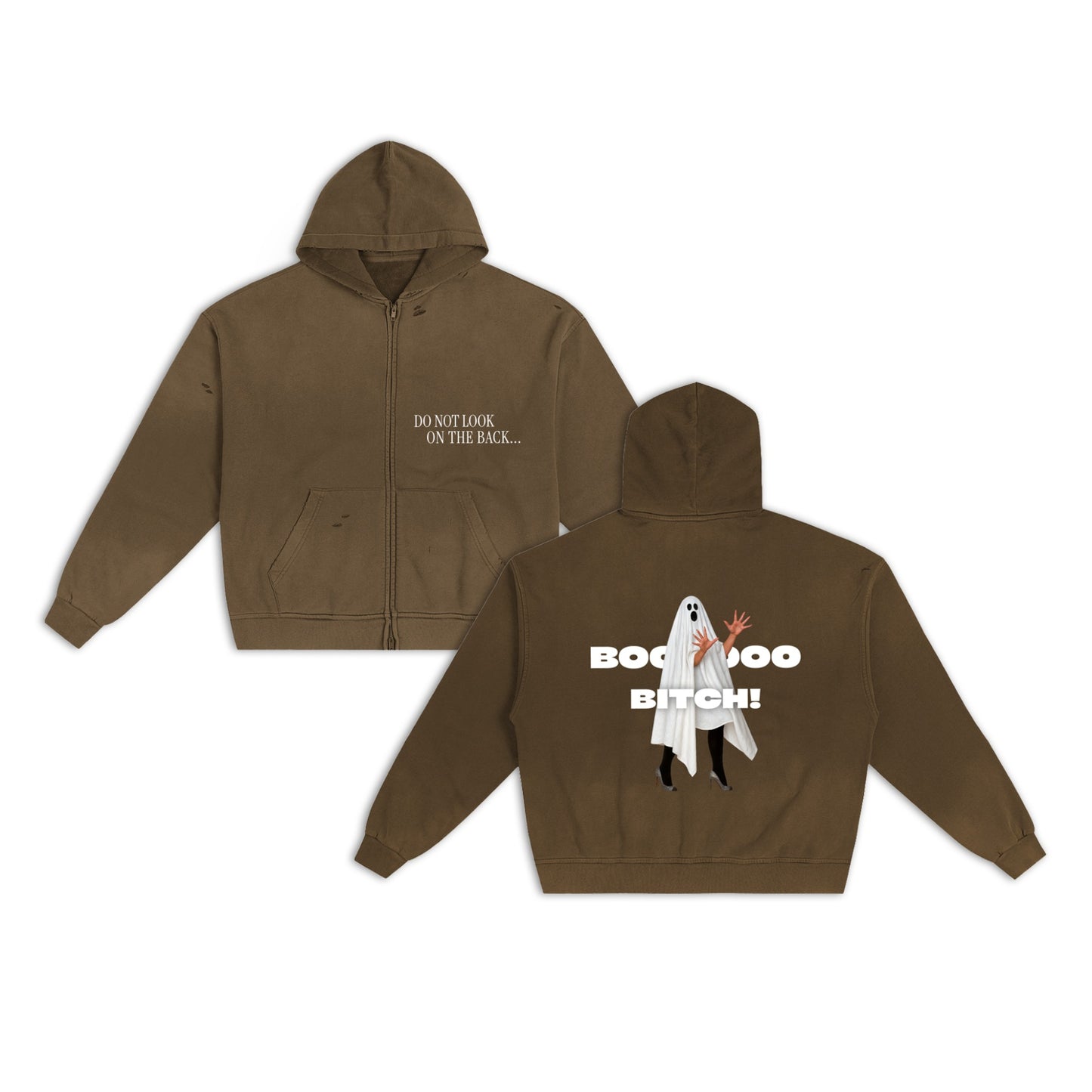 BOO BITCH Hand-Frayed Sunfade Zip Hoodie