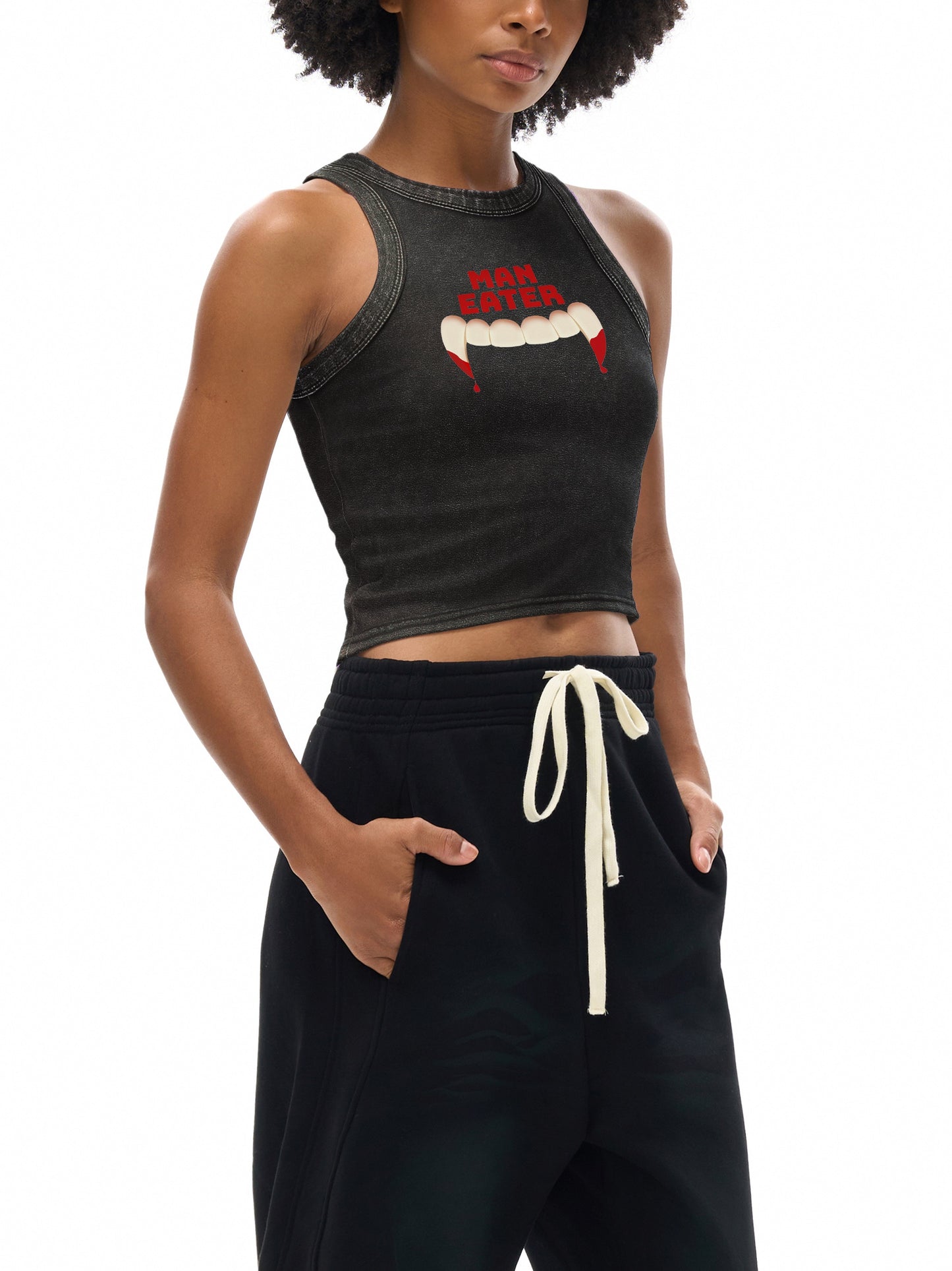 MAN EATER Snow Washed Tank Top