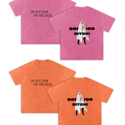 BOO BITCH Snow Washed Oversized Cotton T-Shirt