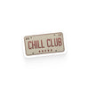 License plate with 'Chill Club' text on a white background