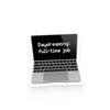 Laptop with text 'Daydreaming: full-time job' on a white background