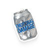 Silver can with 'EMOTIONAL DAMAGE' text on a white background