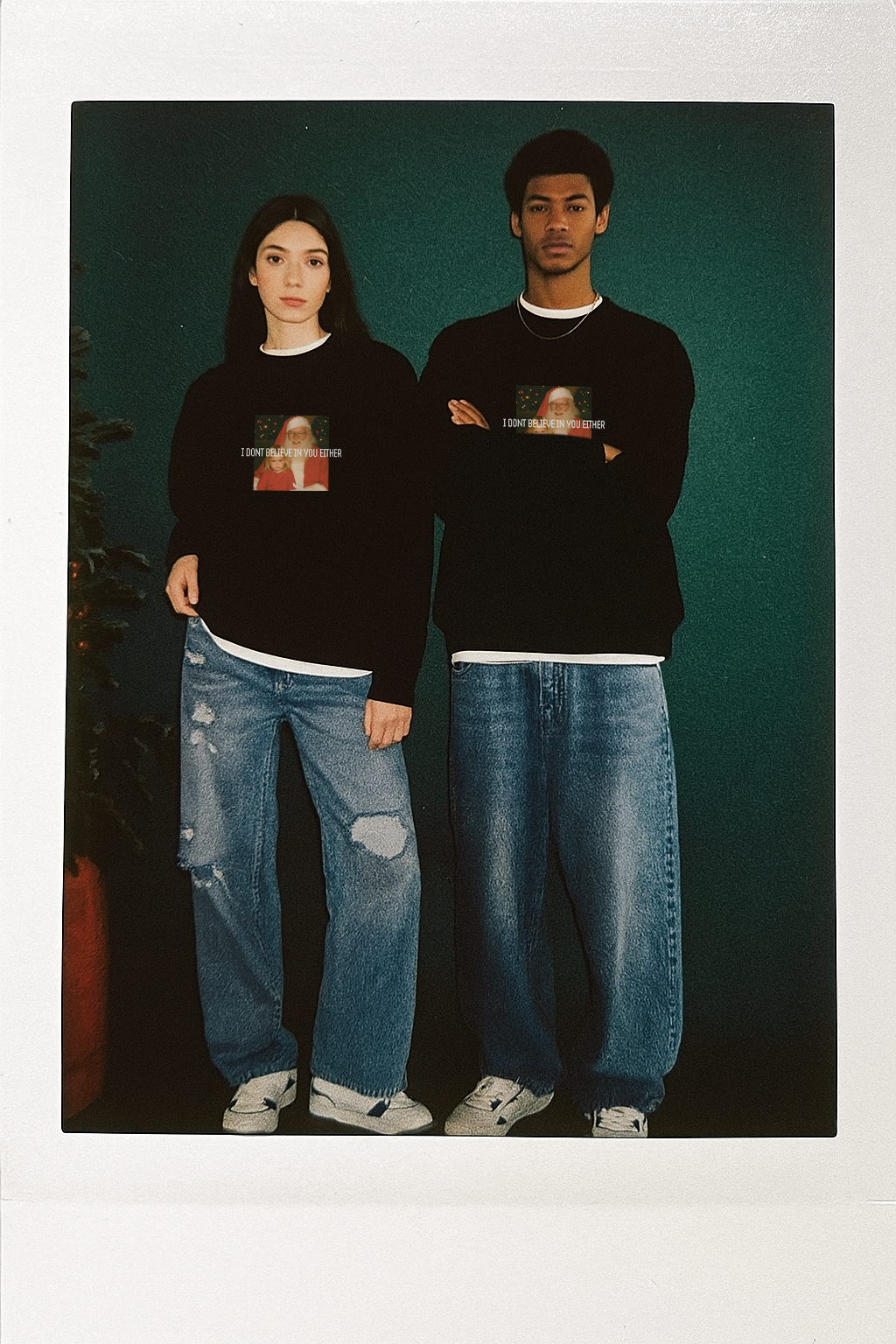 I Don’t Believe in You Either Fleece Side Slit Crewneck Sweatshirt