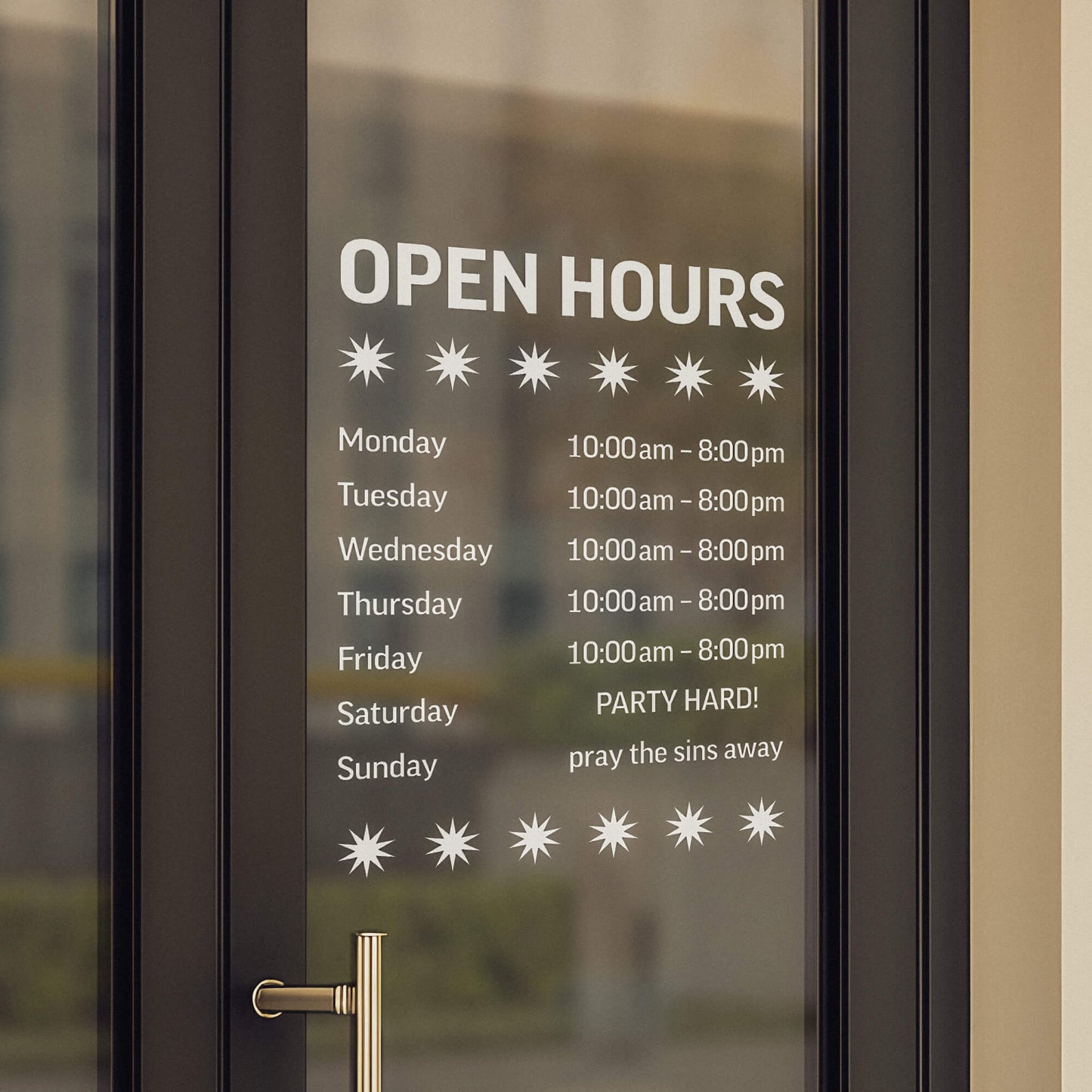 Business Hour Window Decals