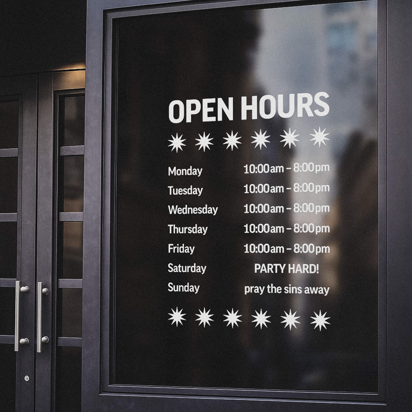Business Hour Window Decals