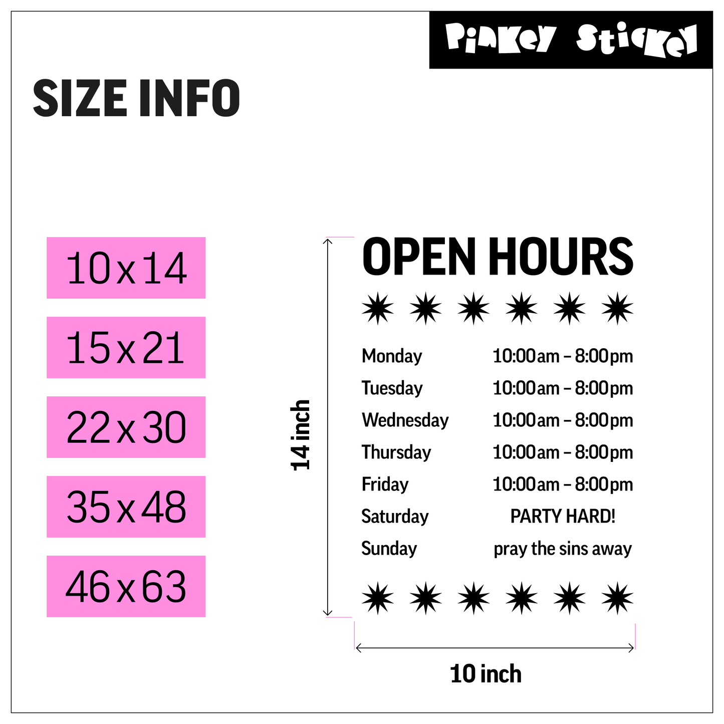 Business Hour Window Decals